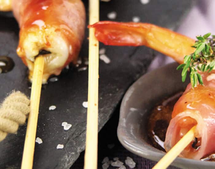 Bouchées de gambas poêlées au cidre, Saveurs marine et terroir