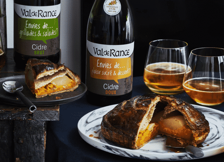 Galette des rois sucrée / salée à la crème de potimarron cardamome, poire et cacahuètes et cidre doux