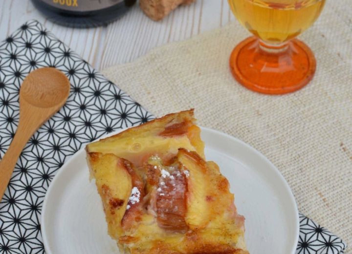 Flan aux amandes et aux pêches