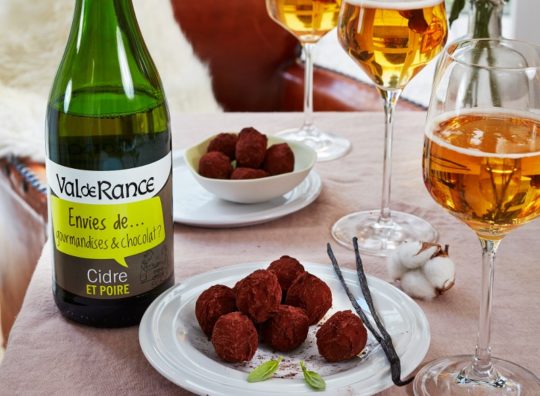 Truffes à la vanille et au basilic et cidre et poire