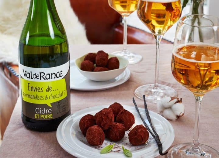 Truffes à la vanille et au basilic et cidre et poire